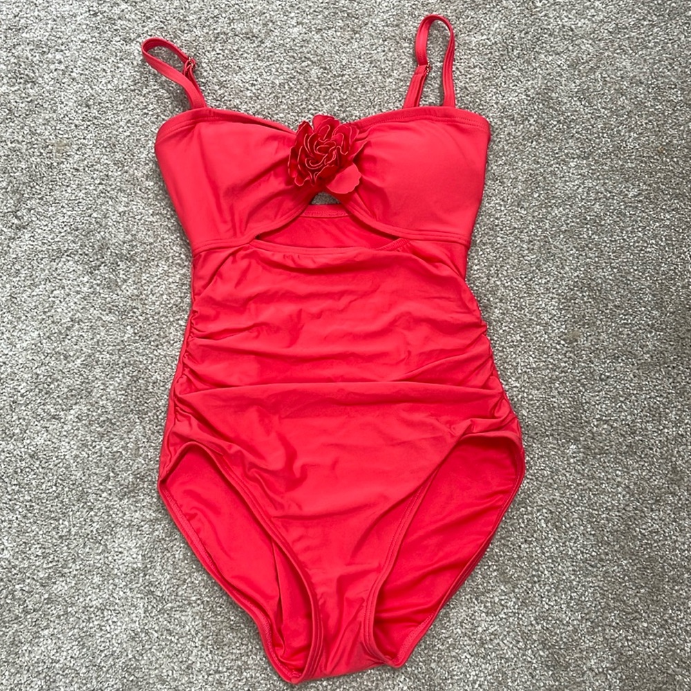 Kate Spade red one piece cutout bathing suit